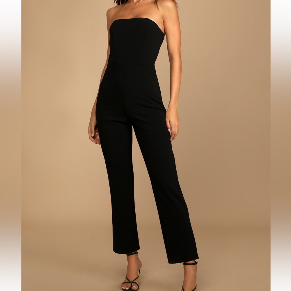 LULU’s NWT Special Evening Black Strapless Cutout Jumpsuit size XS